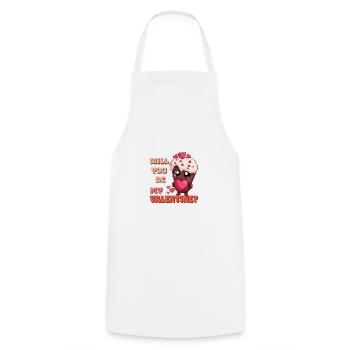 Chocolat Saint-Valentin - Serez-vous mon Valentin - Tablier de cuisine - blanc - Devant - AI Model Male 185 dark (185cm)