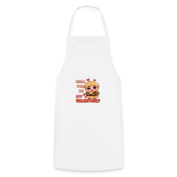 Burger - Serez-vous mon Valentin - Tablier de cuisine - blanc - Devant - AI Model Male 185 dark (185cm)