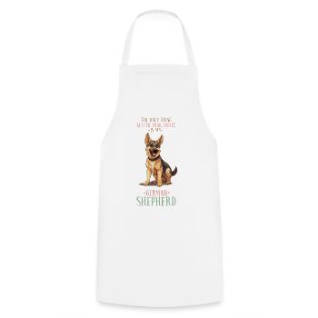 My German Shepherd and Coffee - Cooking Apron - white - Front - AI Model Male 185 dark (185cm)