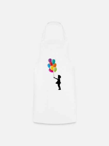 Mädchen mit bunten Luftballons - Kochschürze - Weiß