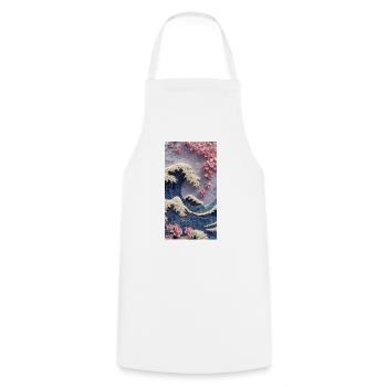 Relief de la fleur de cerisier des vagues - Tablier de cuisine - blanc - Devant - AI Model Male 185 dark (185cm)