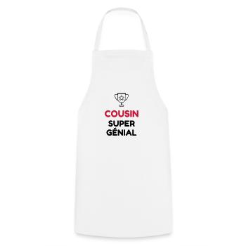 Cousin - Cousine - Famille - Bébé - Naissance - Cooking Apron - white - Front - AI Model Male 185 dark (185cm)