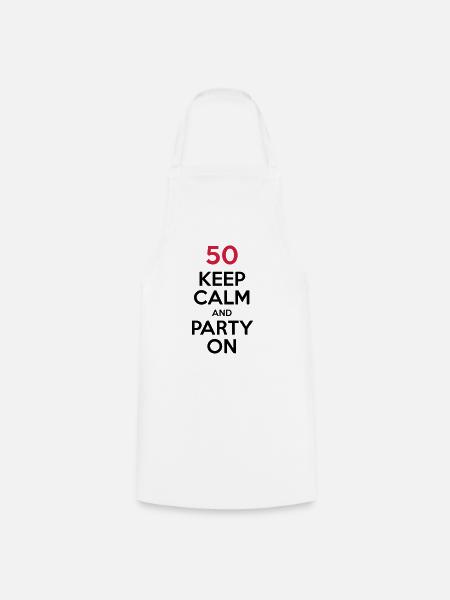 50 - Keep Calm and Party On - Forklæde - hvid