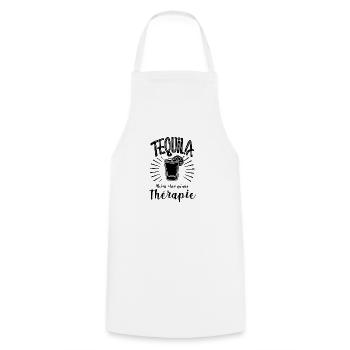 tequila moins cher qu'une thérapie - Tablier de cuisine - blanc - Devant - AI Model Male 185 dark (185cm)