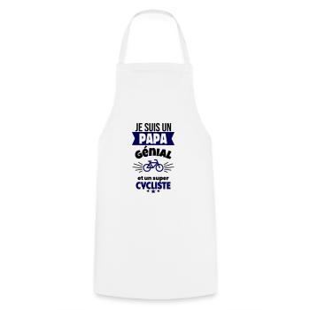 Papa génial & cycliste – idée fête des pères - Tablier de cuisine - blanc - Devant - AI Model Male 185 dark (185cm)