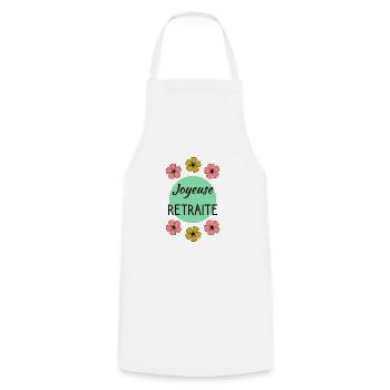 RETRAITE. RETRAITE. RETRAITEE. RETRAITE - Tablier de cuisine - blanc - Devant - AI Model Male 185 dark (185cm)