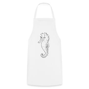 Seahorse Line Drawing - Cooking Apron - white - Front - AI Model Male 185 dark (185cm)