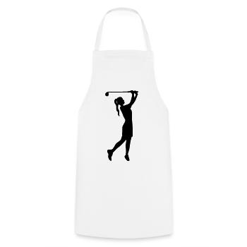 Golferin Silhouette, Golf Abschlag Damen Golf  - Kochschürze - Weiß - Vorne - AI Model Male 185 dark (185cm)