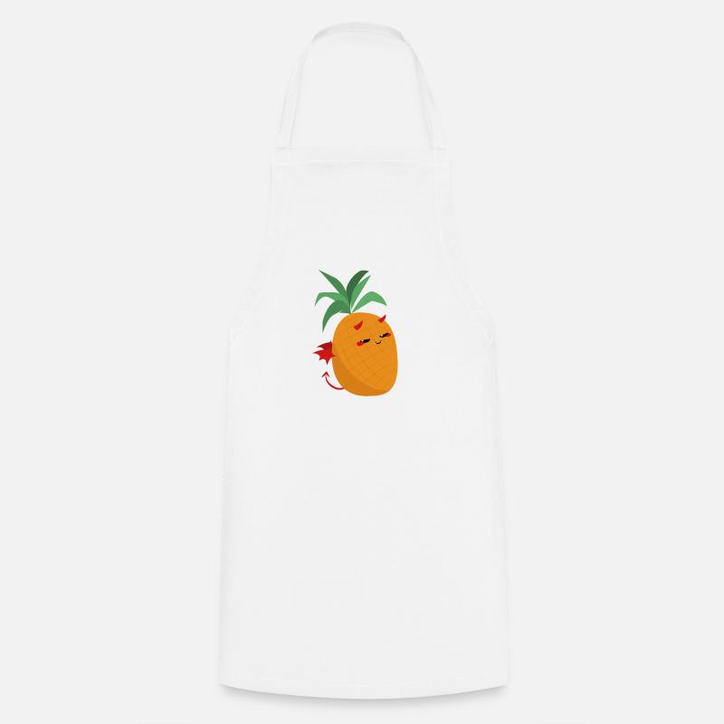 Cute Devil Pineapple - Little Fruity Demon - Cooking Apron - white
