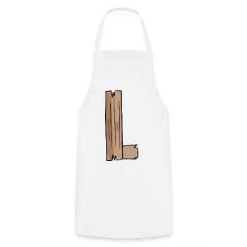 Letter L Wood Wooden Letter Name - Cooking Apron - white - Front - AI Model Male 185 dark (185cm)