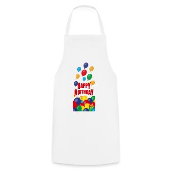 Happy Birthday mit vielen Luftballons. - Kochschürze - Weiß - Vorne - AI Model Male 185 dark (185cm)