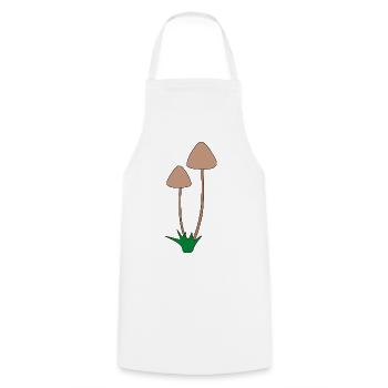 Minimalist Mushroom Botanical Illustration - Cooking Apron - white - Front - AI Model Male 185 dark (185cm)