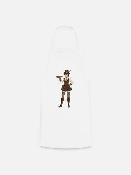 Steampunk Frau - Kochschürze - Weiß
