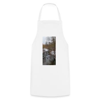 Winterfluss im Nebel - Kochschürze - Weiß - Vorne - AI Model Male 185 dark (185cm)