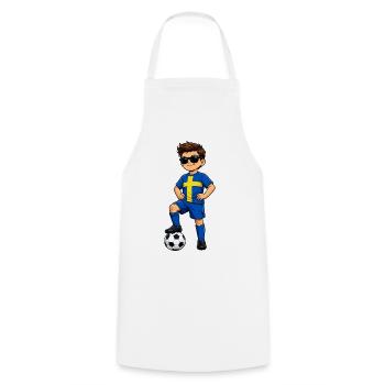 Soccer Boy Suède Fan Drapeau suédois - Tablier de cuisine - blanc - Devant - AI Model Male 185 dark (185cm)