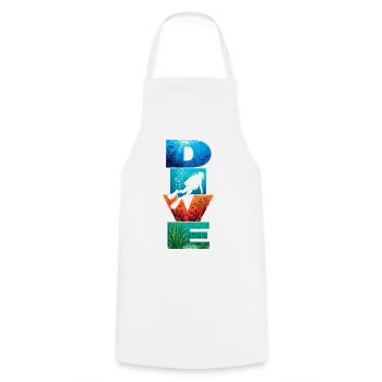 Dive Underwater Letter Art - Cooking Apron - white - Front - AI Model Male 185 dark (185cm)