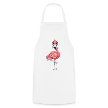 Lustiger Flamingo mit Fisch - Kochschürze - Weiß - Vorne - AI Model Male 185 dark (185cm)