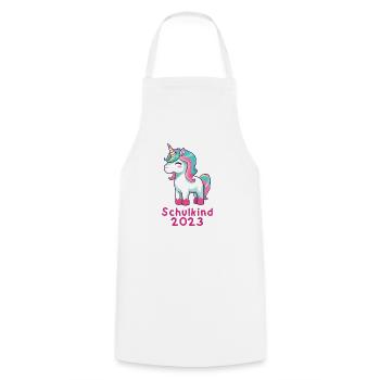 Schulkind 2023 Unicorn - Kochschürze - Weiß - Vorne - AI Model Male 185 dark (185cm)