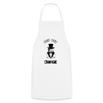 Chat chic - Tablier de cuisine - blanc - Devant - AI Model Male 185 dark (185cm)