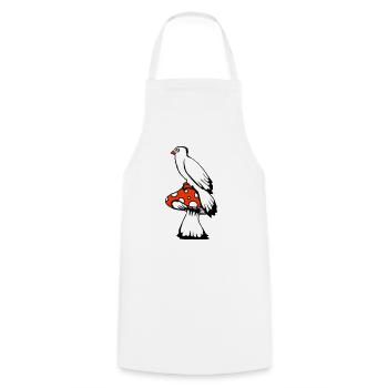Bird sitting cute big mushroom dots toadstool - Cooking Apron - white - Front - AI Model Male 185 dark (185cm)