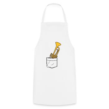 Trompette de sac de poitrine sur la route - Tablier de cuisine - blanc - Devant - AI Model Male 185 dark (185cm)