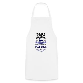 Papa garagiste – plus cool qu’un papa normal - Tablier de cuisine - blanc - Devant - AI Model Male 185 dark (185cm)