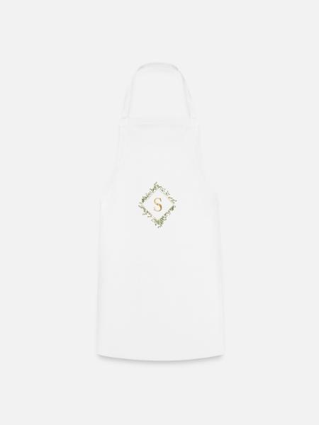 S Monogramm Eukalyptus Kranz - Kochschürze - Weiß