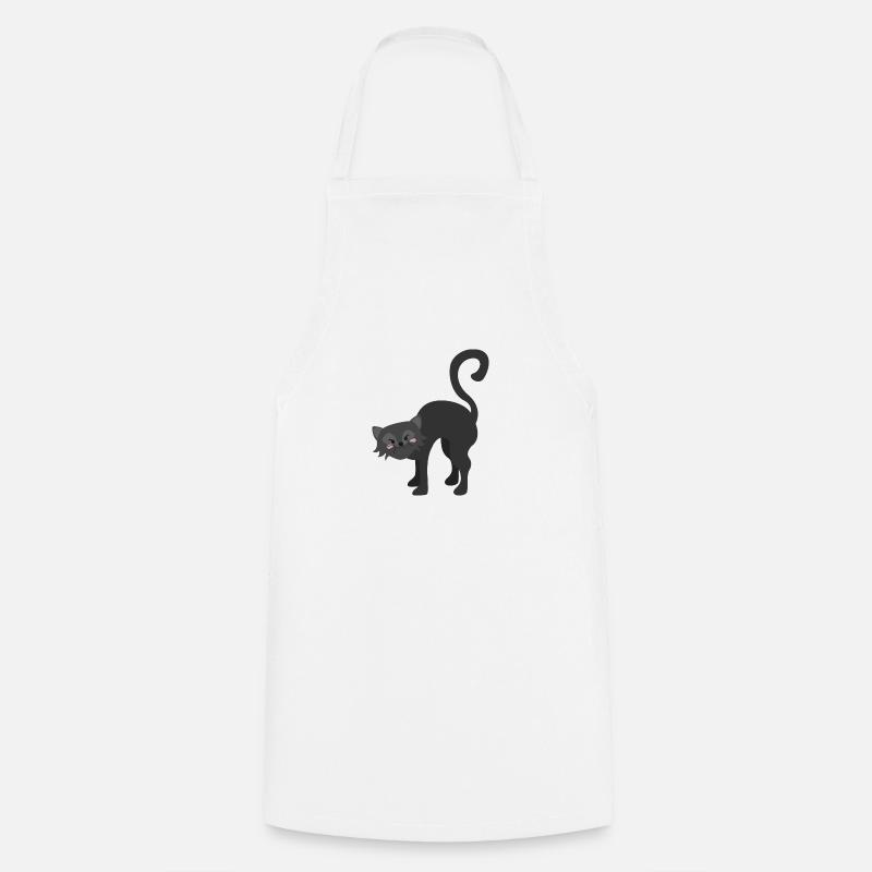 Chat noir - Tablier de cuisine - blanc