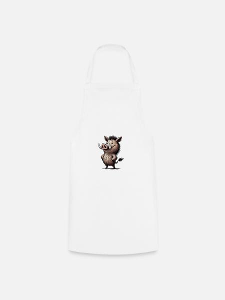 Wild Boar Cartoon Forest Animal - Kochschürze - Weiß