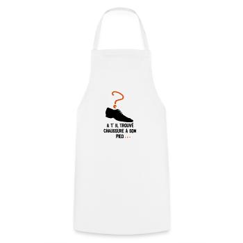 trouve chaussure pied 2mariage amour humour - Tablier de cuisine - blanc - Devant - AI Model Male 185 dark (185cm)