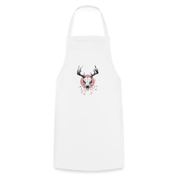 deer skull (pink) - Cooking Apron - white - Front - AI Model Male 185 dark (185cm)