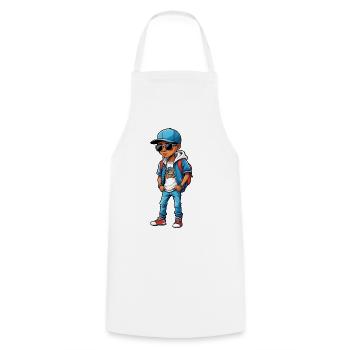 Cooler Cartoon-Teenager - Kochschürze - Weiß - Vorne - AI Model Male 185 dark (185cm)