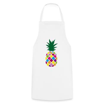 Ananas bunt Sommer Party exotisch Urlaub Fun Farbe - Kochschürze - Weiß - Vorne - AI Model Male 185 dark (185cm)