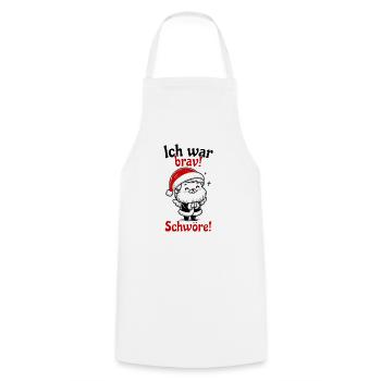 Ich war brav Lustiger Spruch - Kochschürze - Weiß - Vorne - AI Model Male 185 dark (185cm)