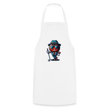 Funny golf tomato in a cool suit with - Cooking Apron - white - Front - AI Model Male 185 dark (185cm)