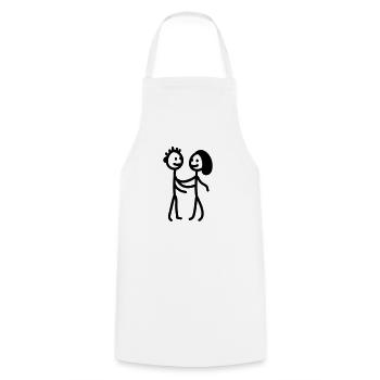 Chiffre de bâton de couples - ligne - Tablier de cuisine - blanc - Devant - AI Model Male 185 dark (185cm)
