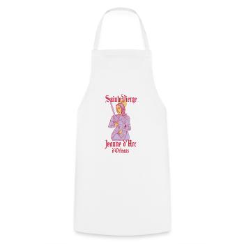 Maid of Orleans - Joan of Arc - Cooking Apron - white - Front - AI Model Male 185 dark (185cm)