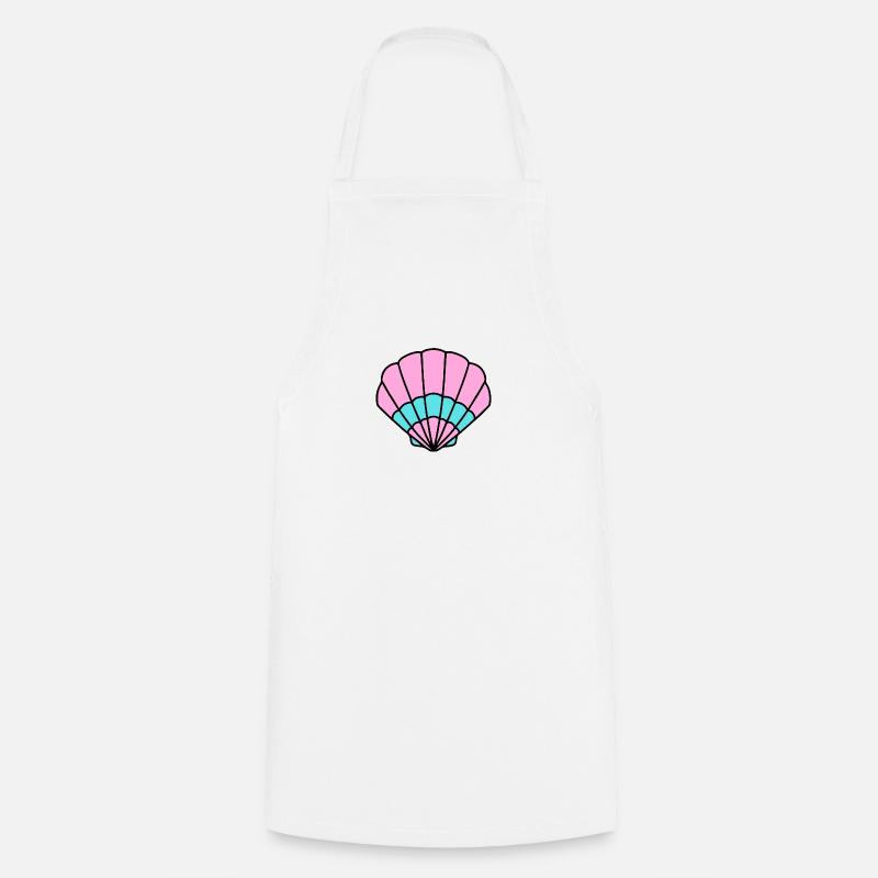 Coquille rose turquoise - maritim Comic-Design - Tablier de cuisine - blanc