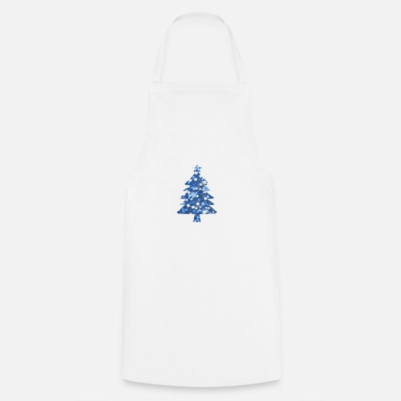 Christmas Tree Blue Glitter - Cooking Apron - white