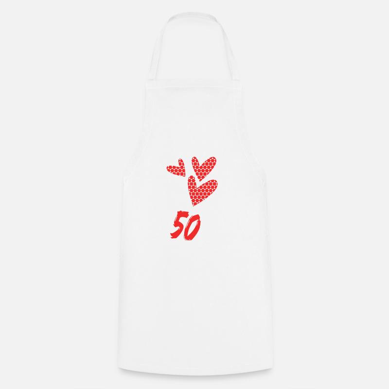 50. 50 ANNI. 50° ANNIVERSARIO. COMPLEANNO 50 ANNI. - Grembiule da cucina - bianco