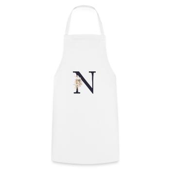 Monogramme N Floral personnalisable - Tablier de cuisine - blanc - Devant - AI Model Male 185 dark (185cm)