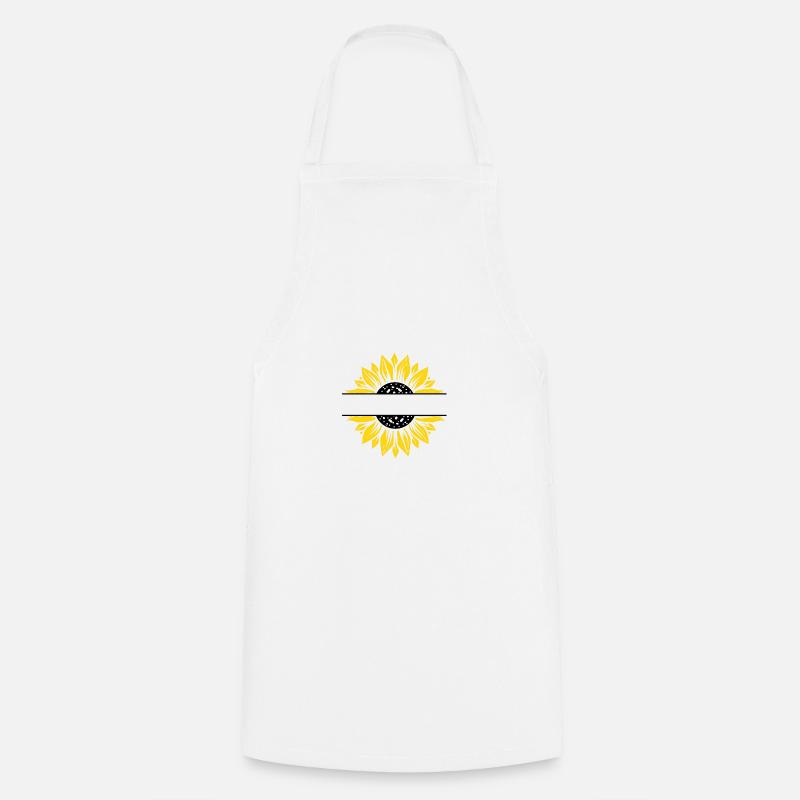 Sunflower split 2 black and yellow - Cooking Apron - white