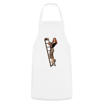 Librarian pinup - Cooking Apron - white - Front - AI Model Male 185 dark (185cm)