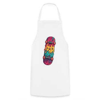 Flame Skateboard Laughing Face - Cooking Apron - white - Front - AI Model Male 185 dark (185cm)