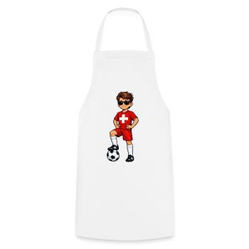 Football Jeune Suisse Fan Drapeau suisse - Tablier de cuisine - blanc - Devant - AI Model Male 185 dark (185cm)