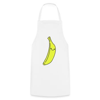 Banane Kawaii en jaune fluo - Tablier de cuisine - blanc - Devant - AI Model Male 185 dark (185cm)