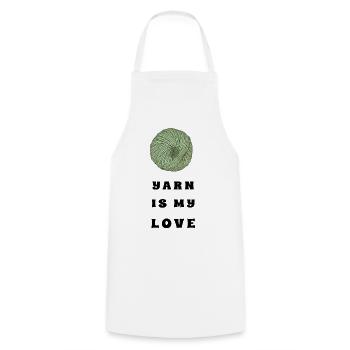 Yarn Is My Love – Crochet & Knitting - Cooking Apron - white - Front - AI Model Male 185 dark (185cm)