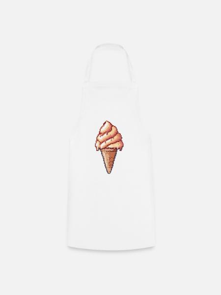 Ice Cream Pixel Symbol - Kochschürze - Weiß