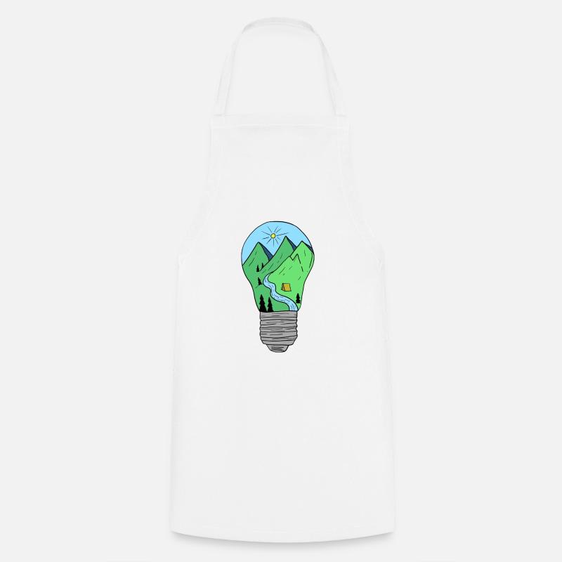 Mountains in a light bulb creatively hand-drawn - Cooking Apron - white