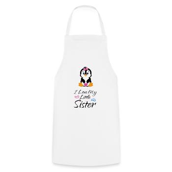 Penguin - I love my little sister - Cooking Apron - white - Front - AI Model Male 185 dark (185cm)